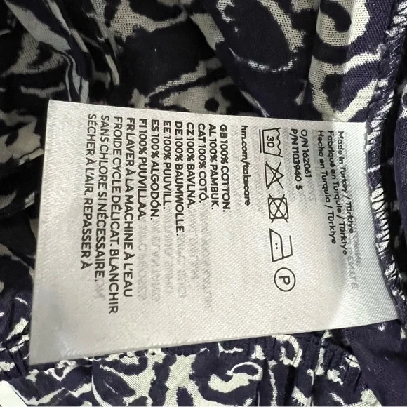 NWT blue white print gauzy cotton balloon sleeve oversized cropped blouse top S - Picture 13 of 13